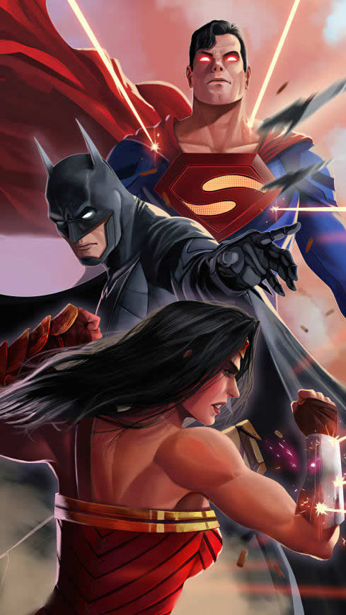 超人 蝙蝠侠 神奇女侠插画高清壁纸图片 2160x3840