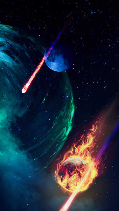 燃烧的行星 陨石 星空高清壁纸图片 3240x5760