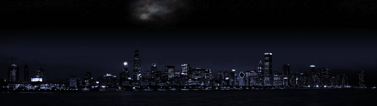 晚上城市风景4K壁纸3840x1080