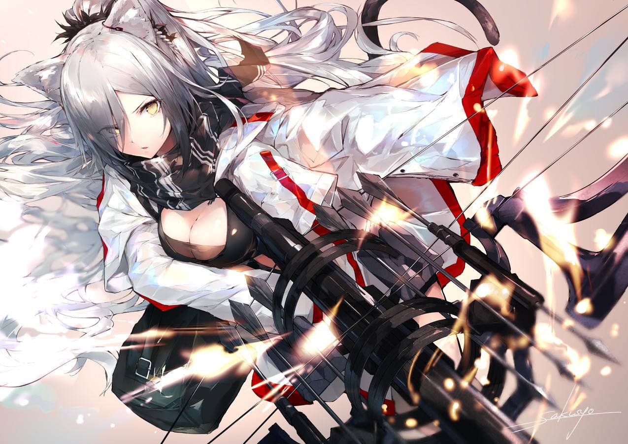 《明日方舟》黑,枪,线,兽耳,4K高清动漫壁纸
