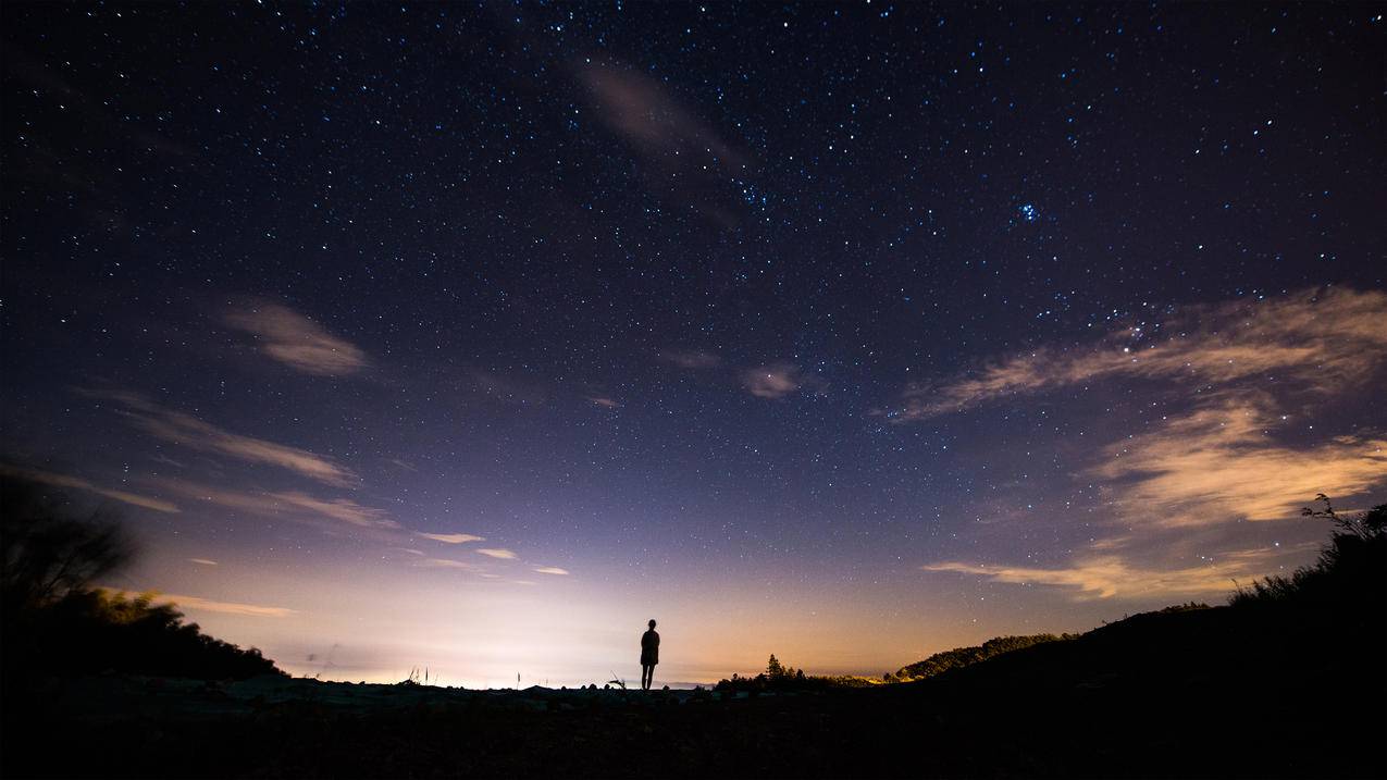 一个人孤独星空,唯美,4k高清风景壁纸