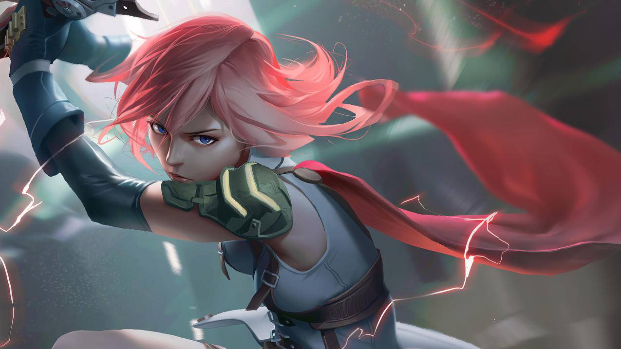 《最终幻想,Final,Fantasy》粉女孩,红披风,4K高清壁纸