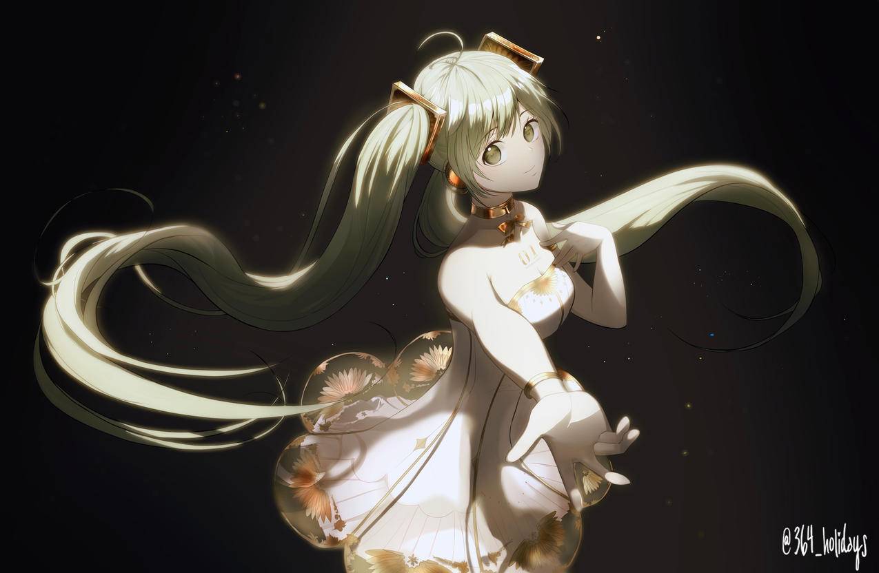灯光,舞蹈,初音未来,4K高清动漫壁纸