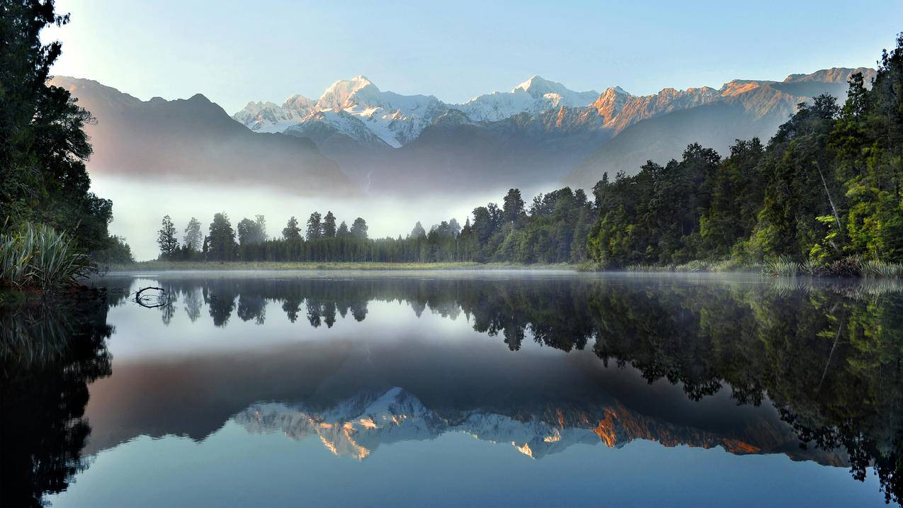 湖水与雪山,4k风景高清壁纸