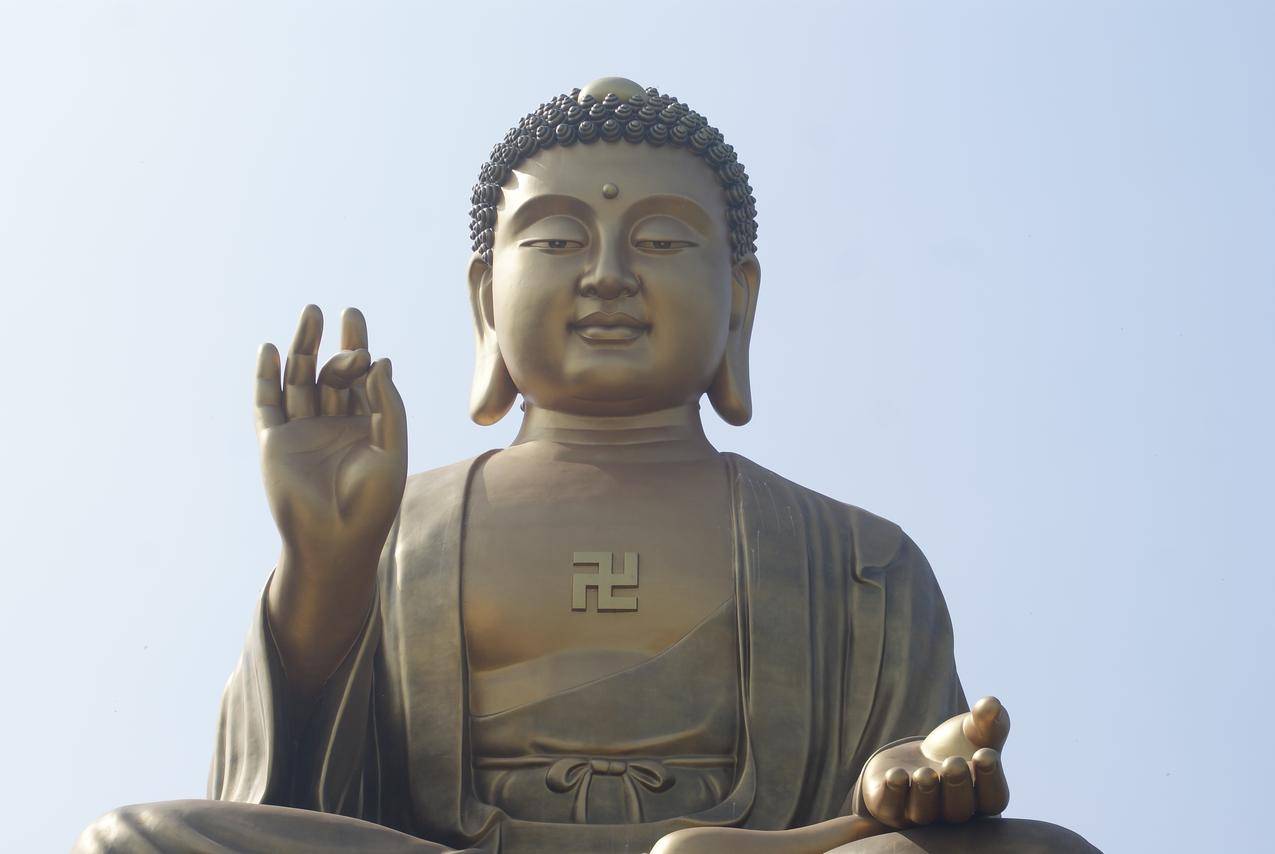 大佛,佛光,慈祥,4K壁纸图片