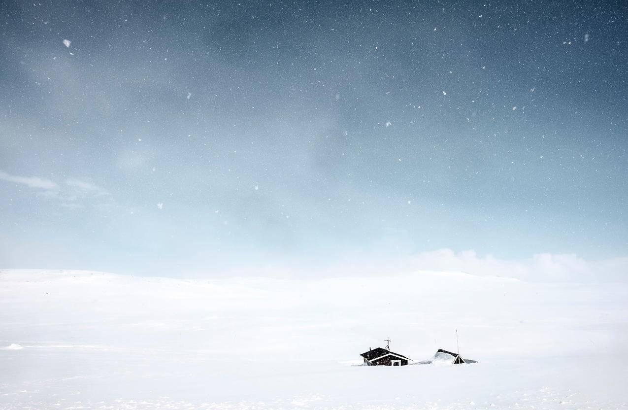 房子,雪,白色,4k壁纸