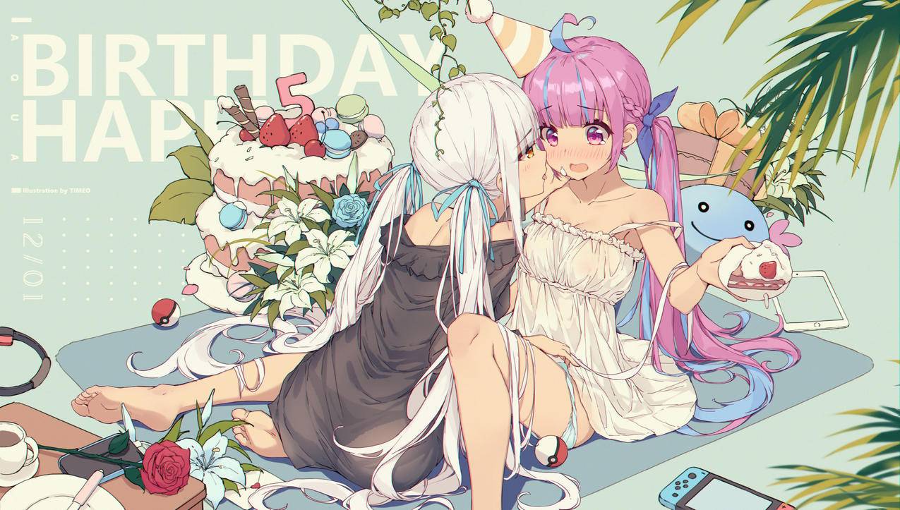《精灵宝可梦》女孩,蛋糕,玫瑰,百合,游戏机,手机,4K高清动漫壁纸