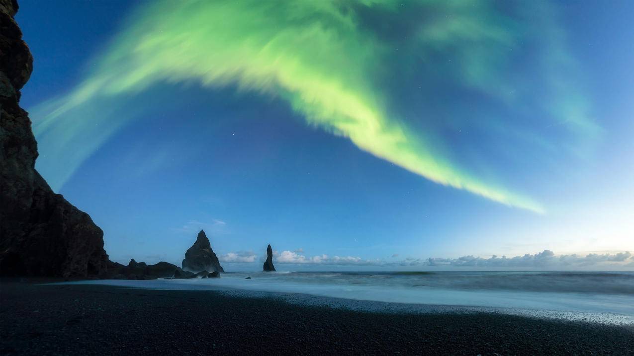 微软,Windows10,夜空,北极光,风景,4k电脑壁纸