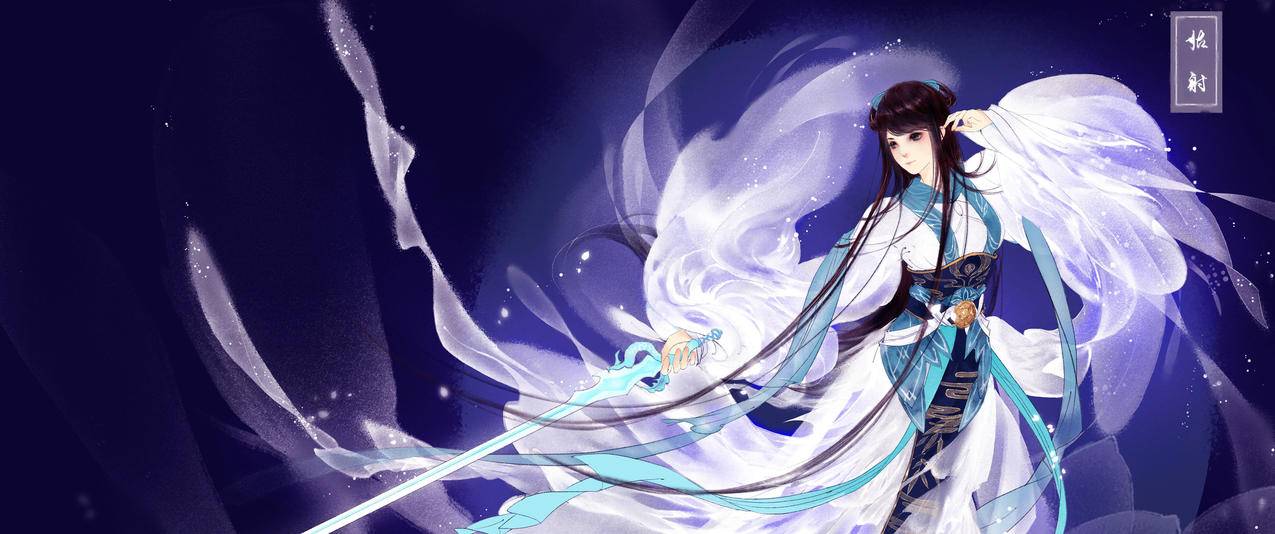 陆雪琪,同人画,中国风带鱼屏壁纸3440x1440