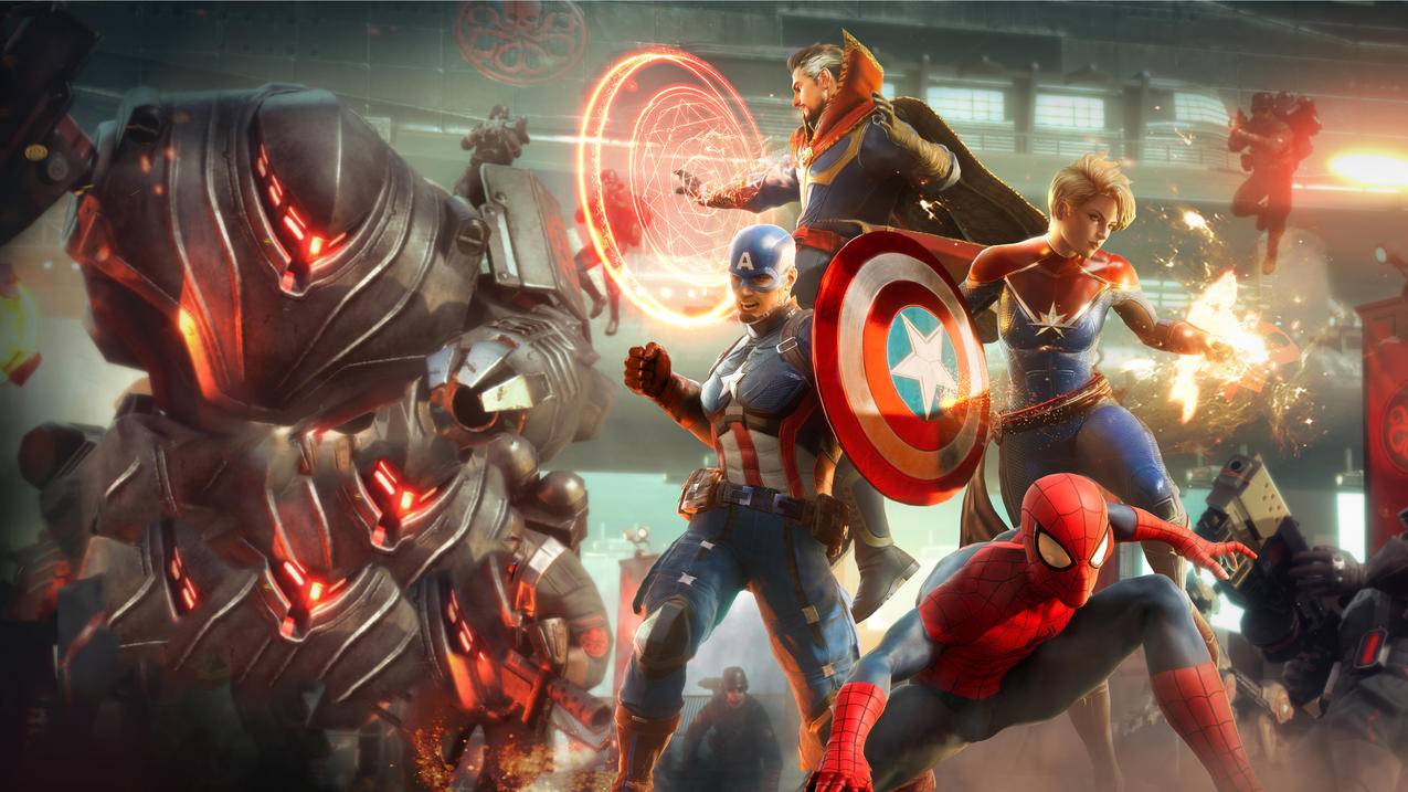 《漫威未来革命-Marvel,Future,Revolution》美国队长,蜘蛛侠,战斗,4K高清壁纸