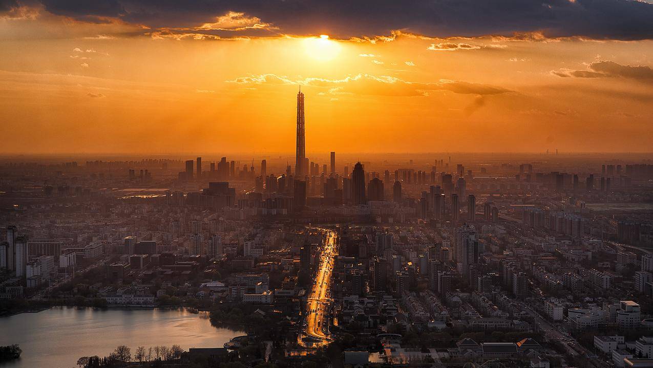 城市,黎明,日落,天际线cc0可商用图片