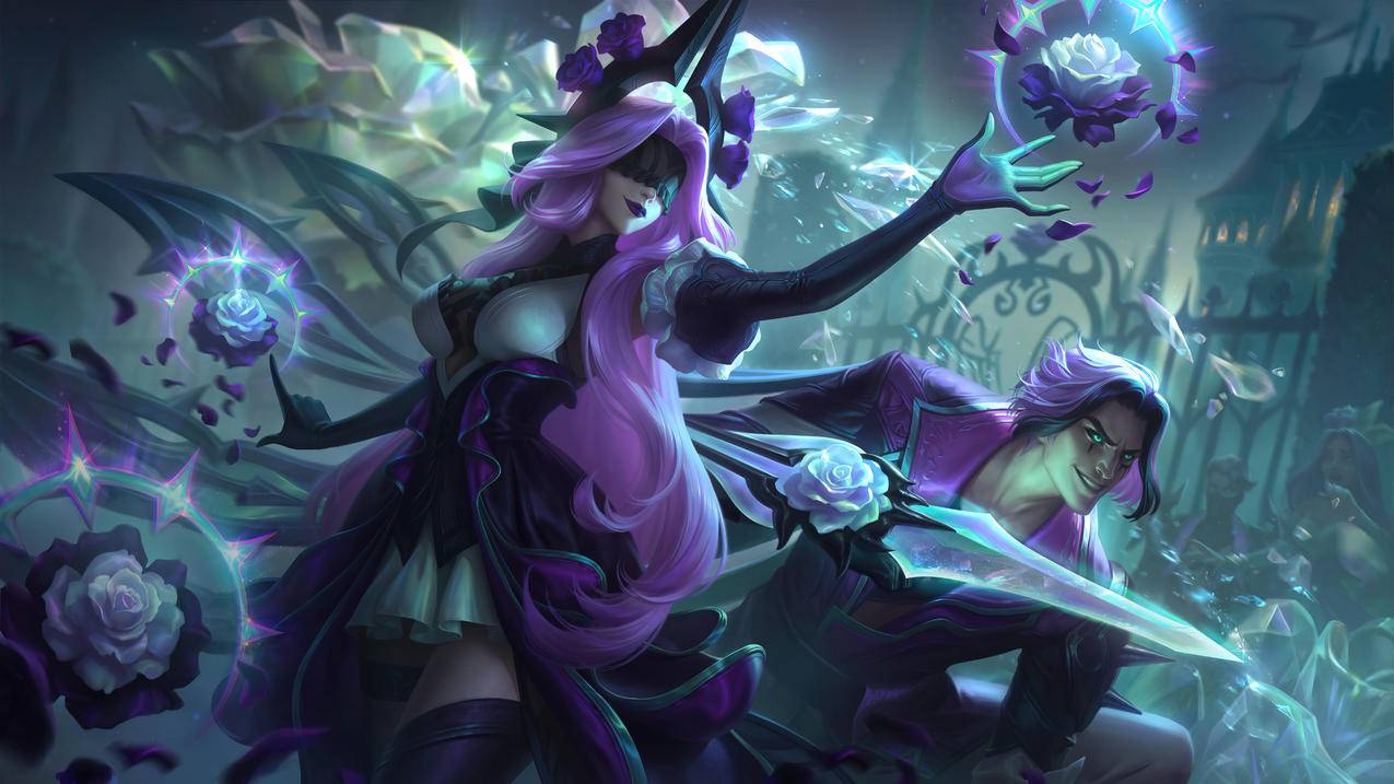 枯萎玫瑰,辛德拉与泰隆《英雄联盟LOL》2021,4K超清游戏壁纸,4K高清壁纸