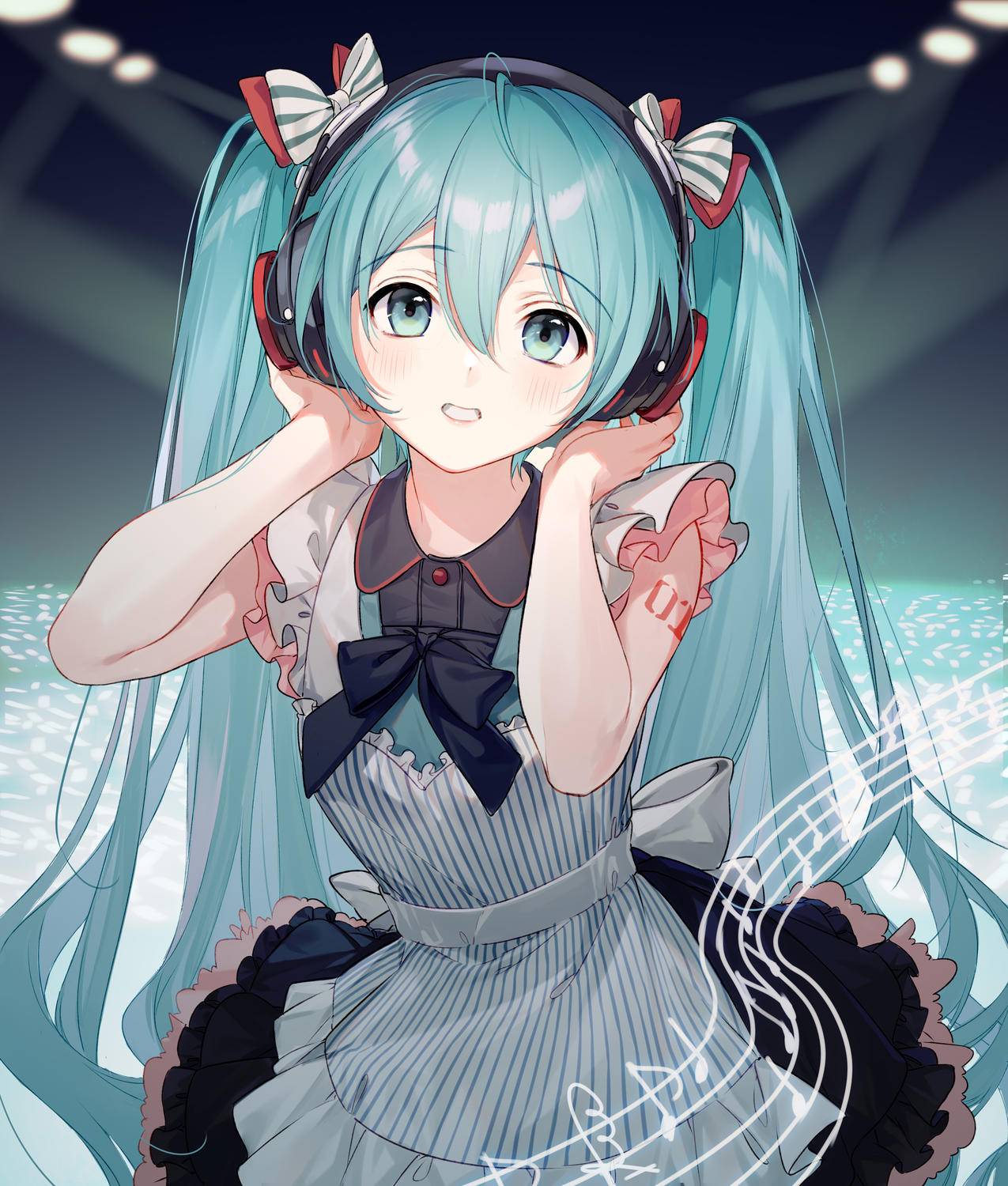初音未来,耳机,音符,4K高清动漫壁纸