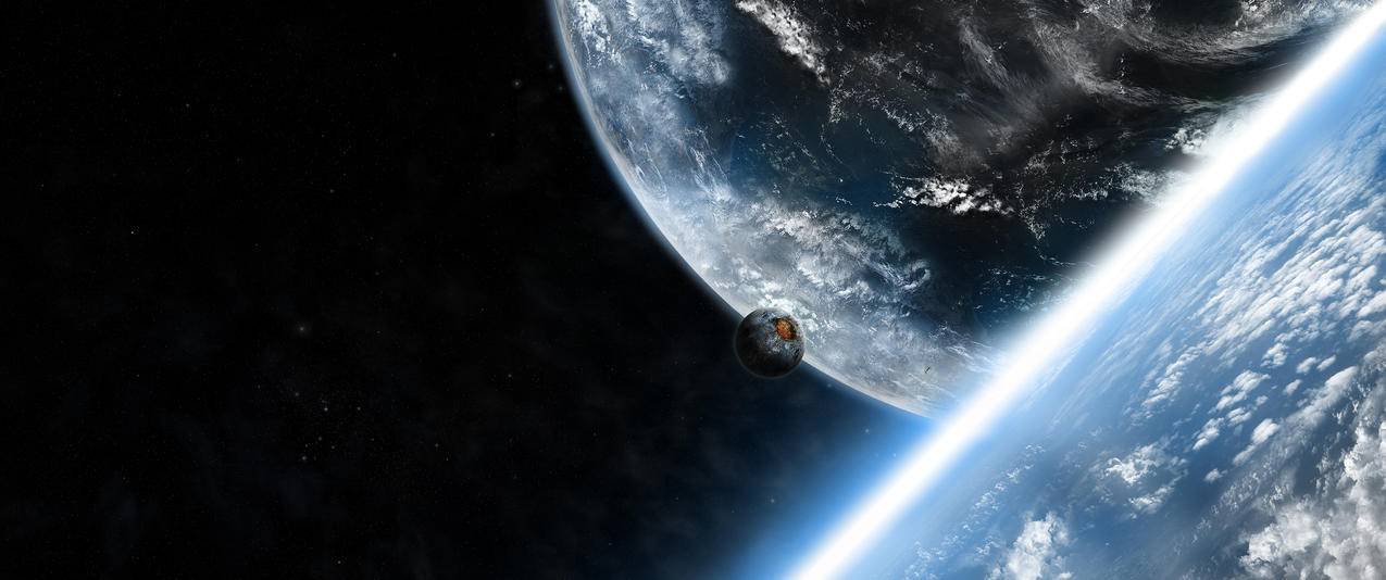 地球,月亮,太空,3440x1440风景壁纸