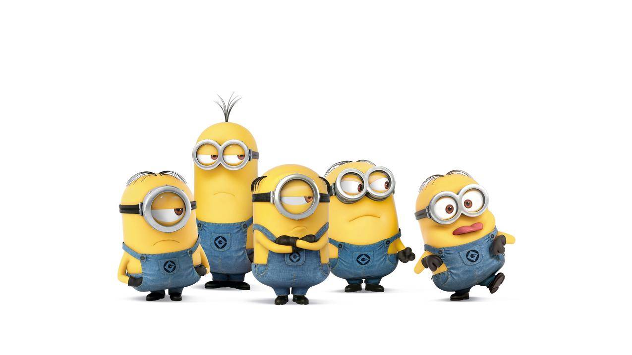 5个可爱小黄人Minions,8K壁纸,7680x4320