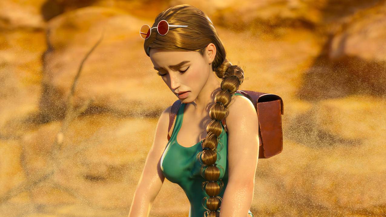 《劳拉和奥西里斯神庙(Lara,Croft,and,The,Temple,of,Osiris)》绿色吊带,麻花辫,眼镜,4K高清壁纸
