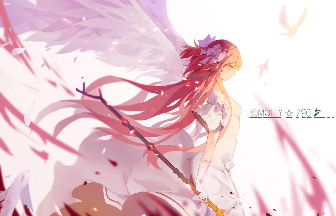 《魔法少女小圆》鹿目圆,翅膀,权杖,蝴蝶结,鸟,4K高清动漫壁纸