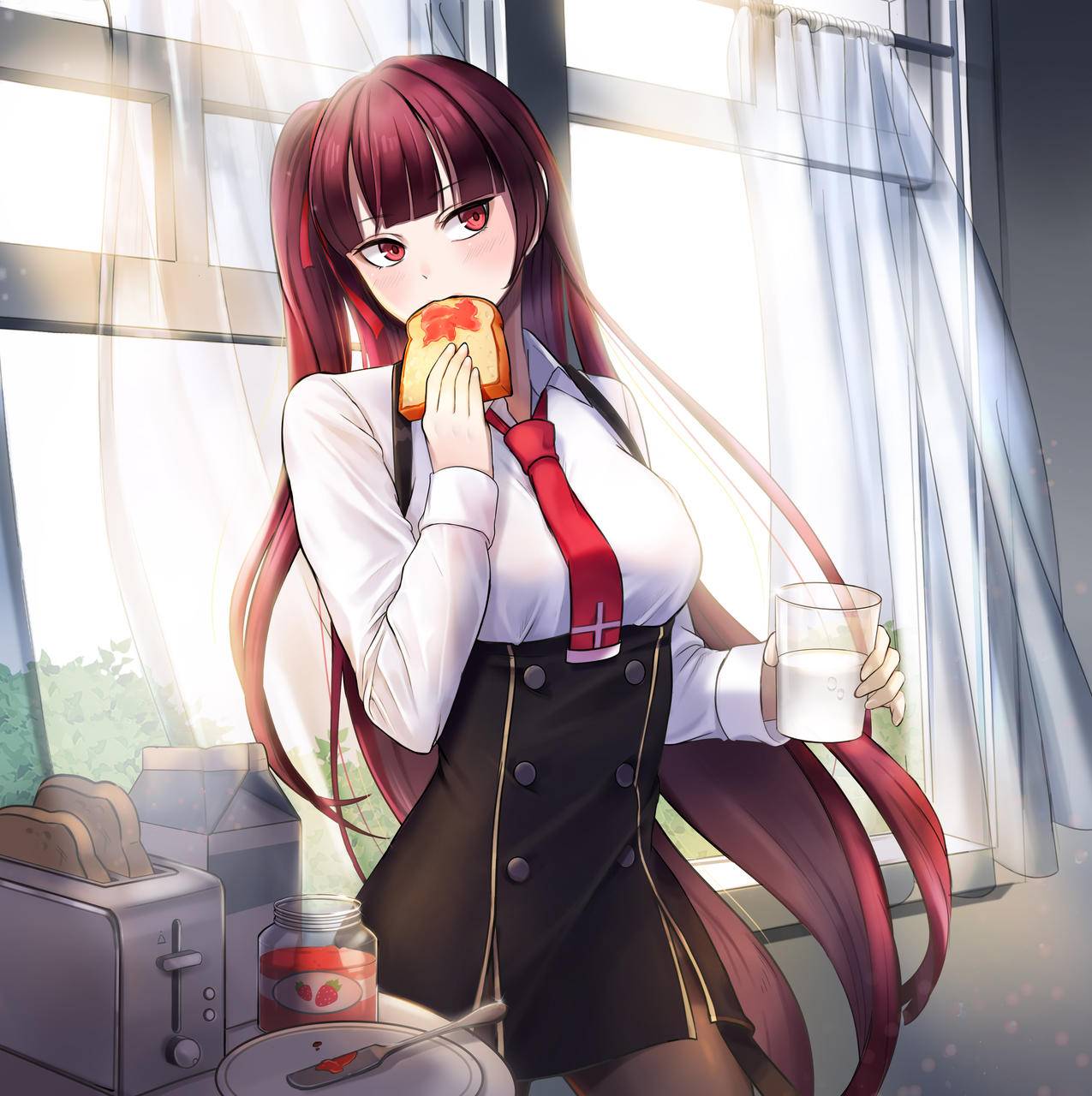 《少女前线》吐司,牛奶,草莓酱,女孩,4K高清游戏壁纸