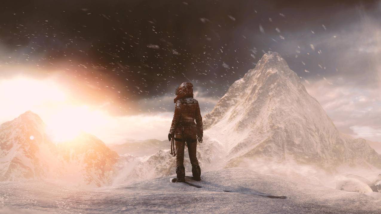 《古墓丽影崛起Rise,of,the,Tomb,Raider》雪山,太阳晨光,4K高清壁纸