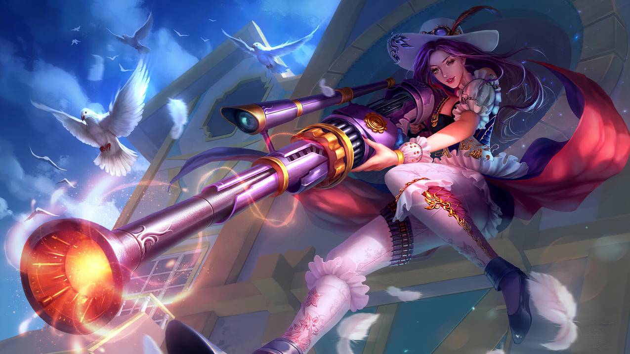 LOL新皮肤皮城女警,电玩女神,凯特琳,英雄联盟壁纸,4k桌面壁纸