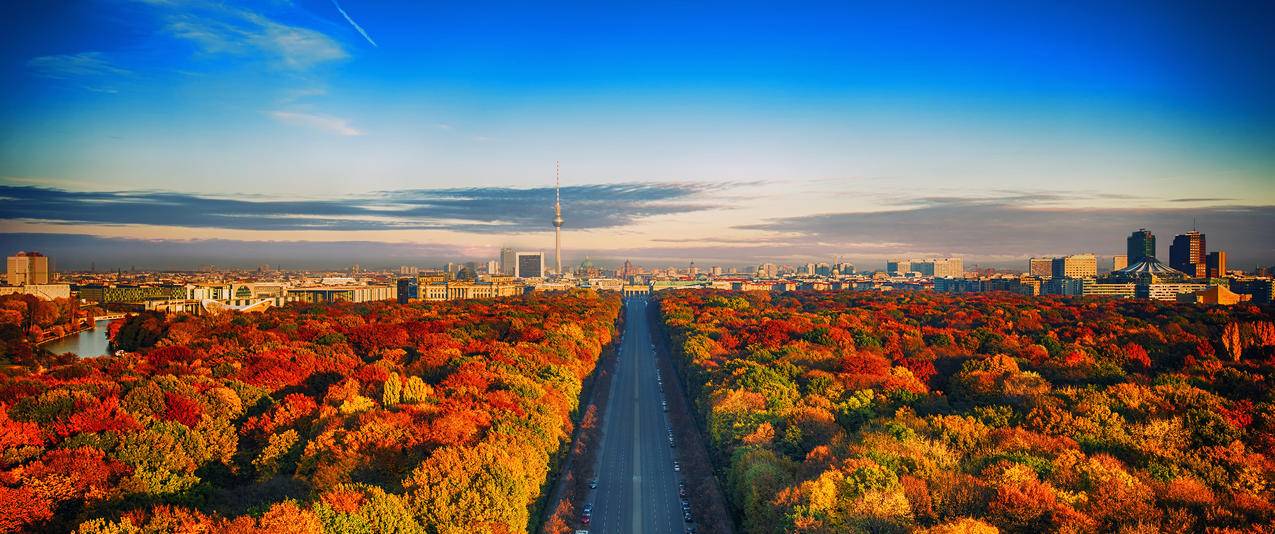 德国柏林的天际线风景3440x1440壁纸
