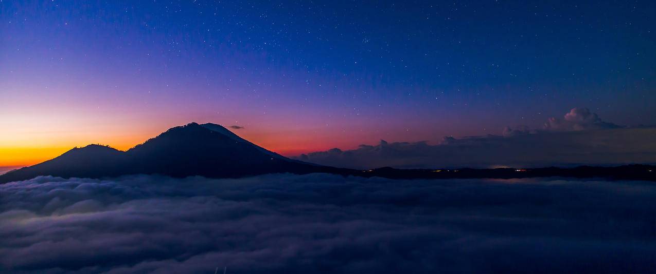 云,日落,天空,星星,3440x1440风景壁纸
