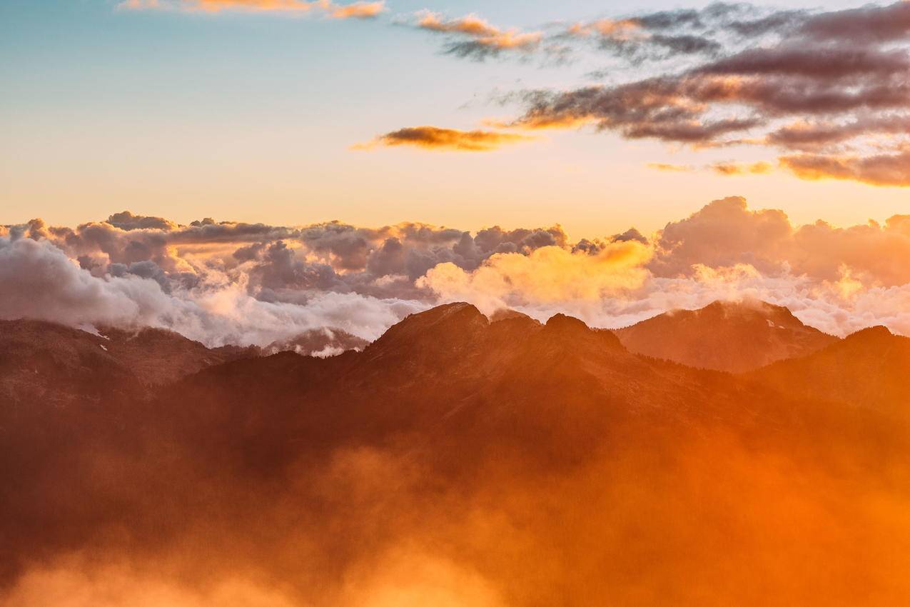 山,黄昏,黄色,超清壁纸