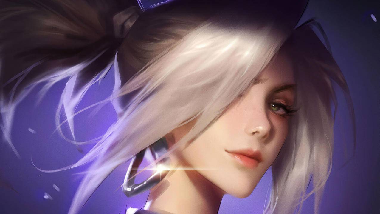 《英雄联盟LOL》阿卡丽,白马尾,耳环,4K高清壁纸