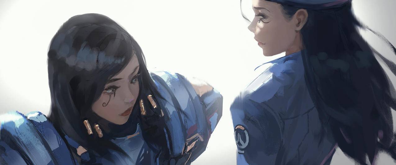 守望先锋,母亲,安娜与法拉鬼刀3440x1440壁纸