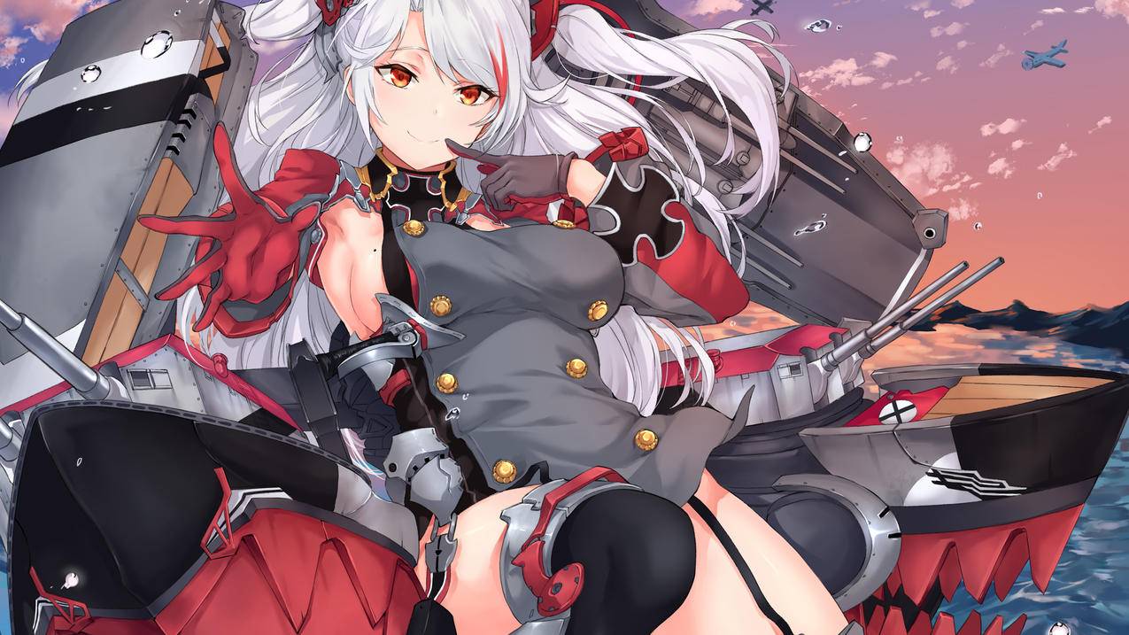 《碧蓝航线》,红色眼睛动漫美女,4K动漫高清壁纸