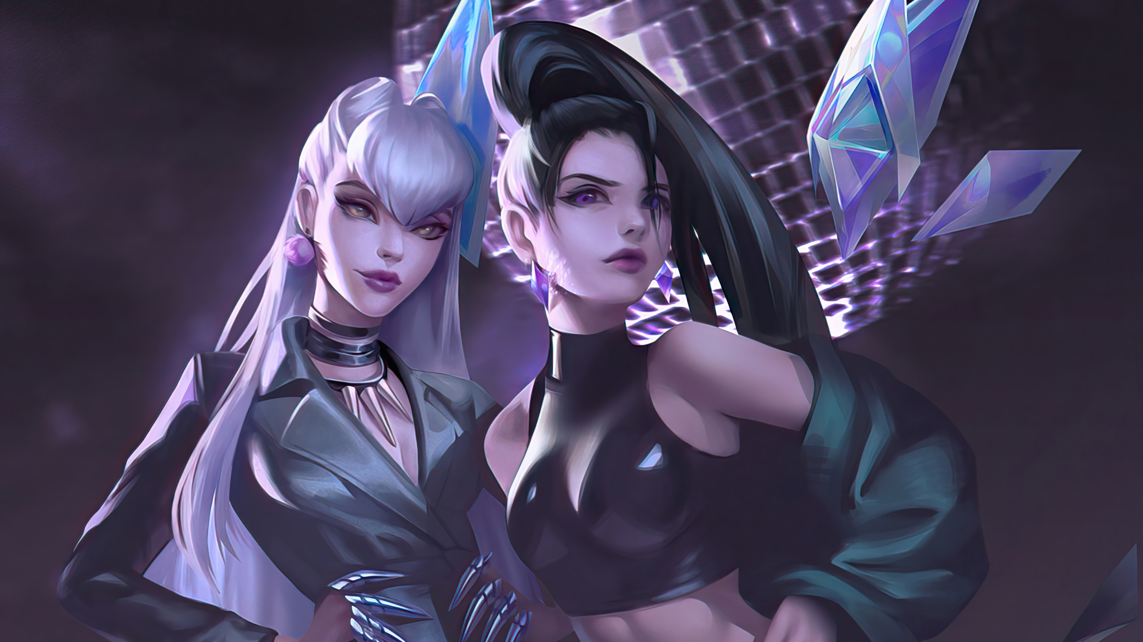 KDA,ALL,OUT,同人,阿卡丽,伊芙琳LOL英雄联盟4k壁纸