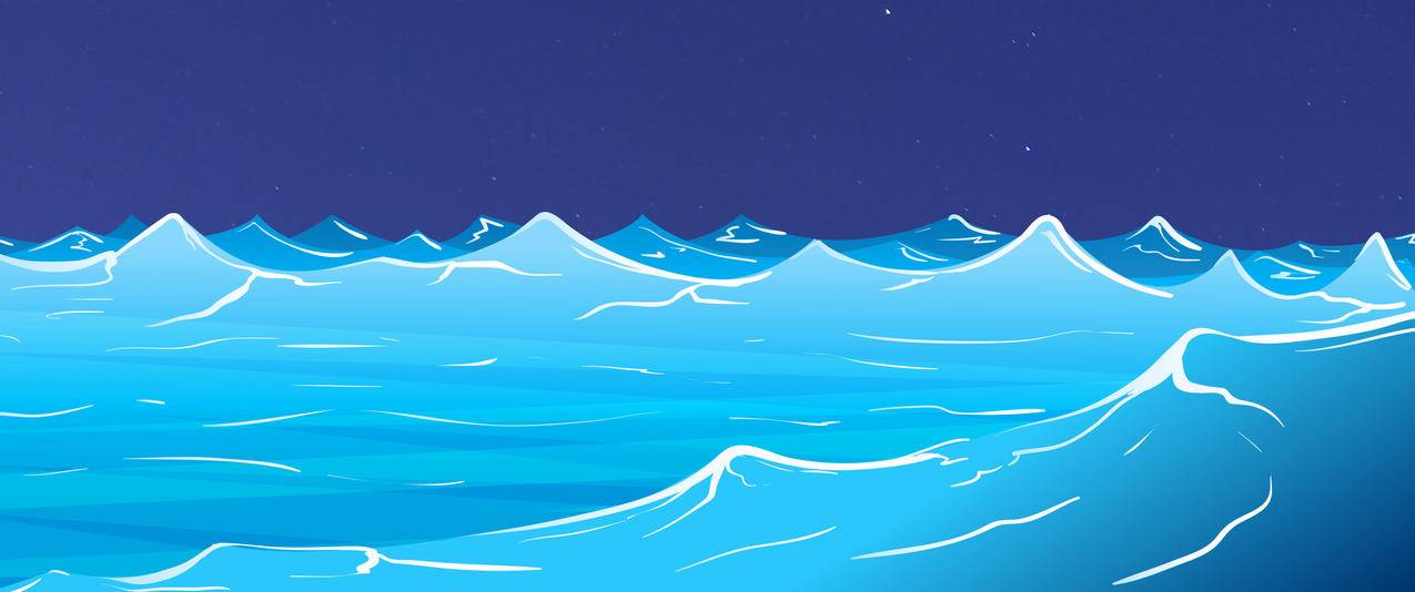 海洋海浪绘画3440x1440壁纸