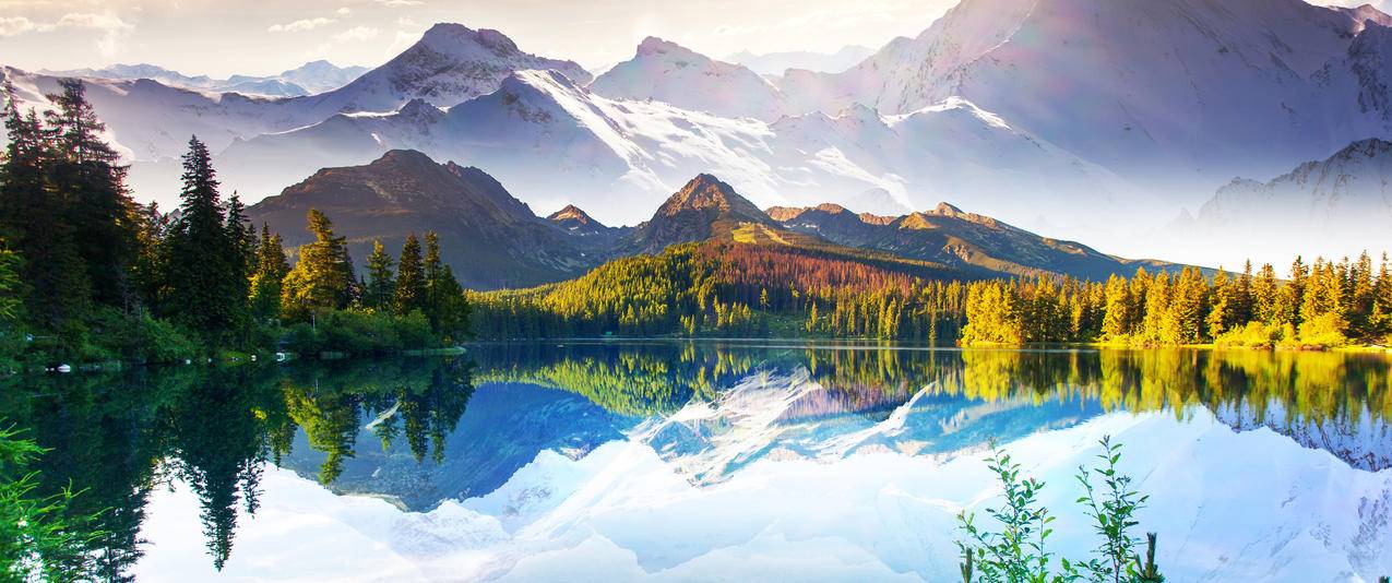 美丽的湖泊高山风景3440x1440壁纸
