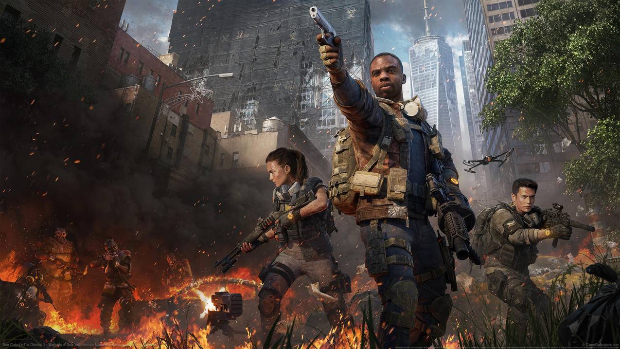 《全境封锁2(Tom,Clancys,The,Division,2)》,黑人,火,高楼,4K游戏高清壁纸
