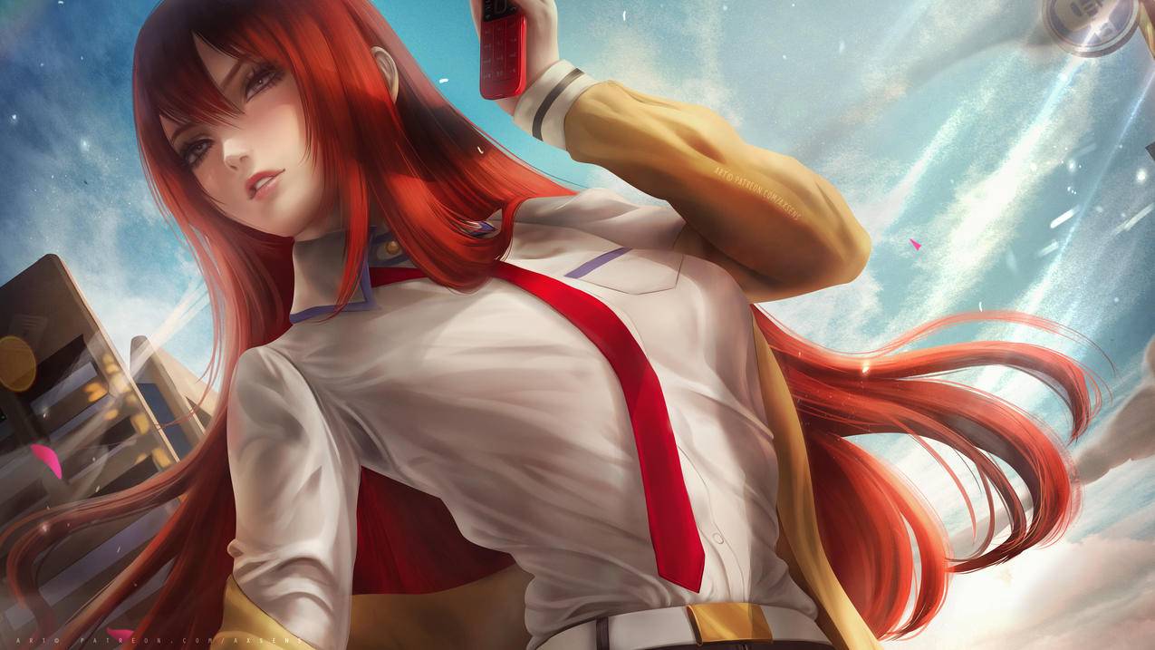 白色衬衫制服美女Kurisu,Makise,牧濑红莉栖4k高清壁纸
