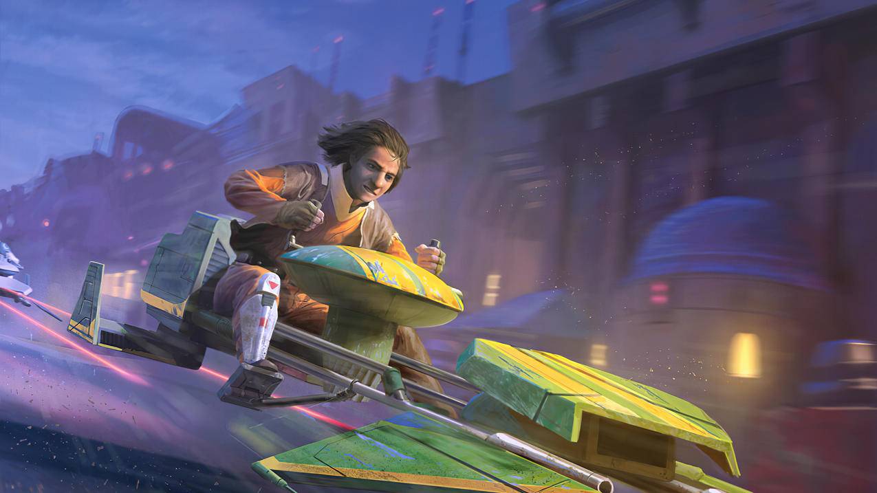 《星球大战Star,Wars》绿车,夜晚,橙衣,4K高清壁纸