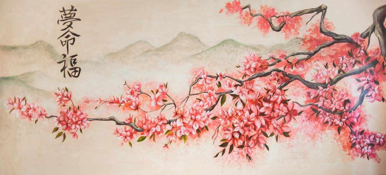 春天,樱花,艺术,绘画,4K风景图片
