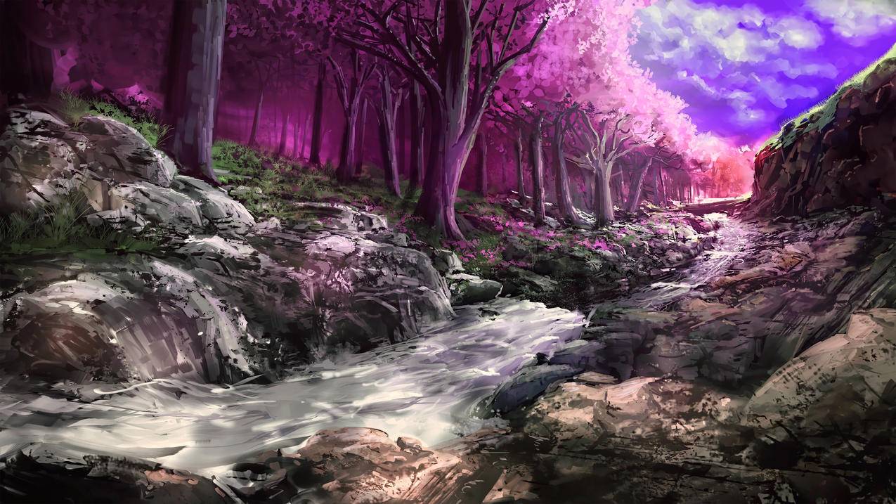 绘画,科幻,树木,森林,4k风景高清壁纸