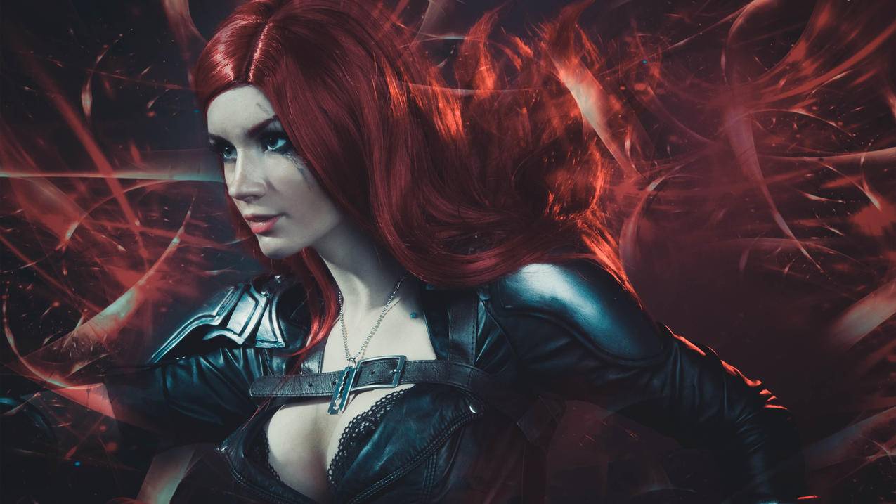 《英雄联盟》（cosplay,不祥之刃-卡特琳娜）4K游戏高清壁纸