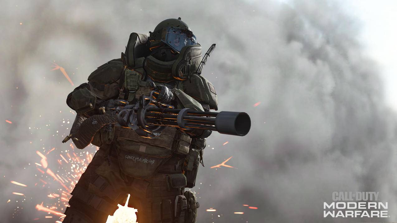 《使命召唤现代战争重制版Call,of,Duty,Modern,Warfare,Remastered》枪,防护战服,浓烟,4K高清桌面游戏壁纸