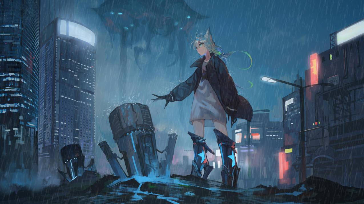 雨,P站画师藤原海藻,4K高清动漫壁纸