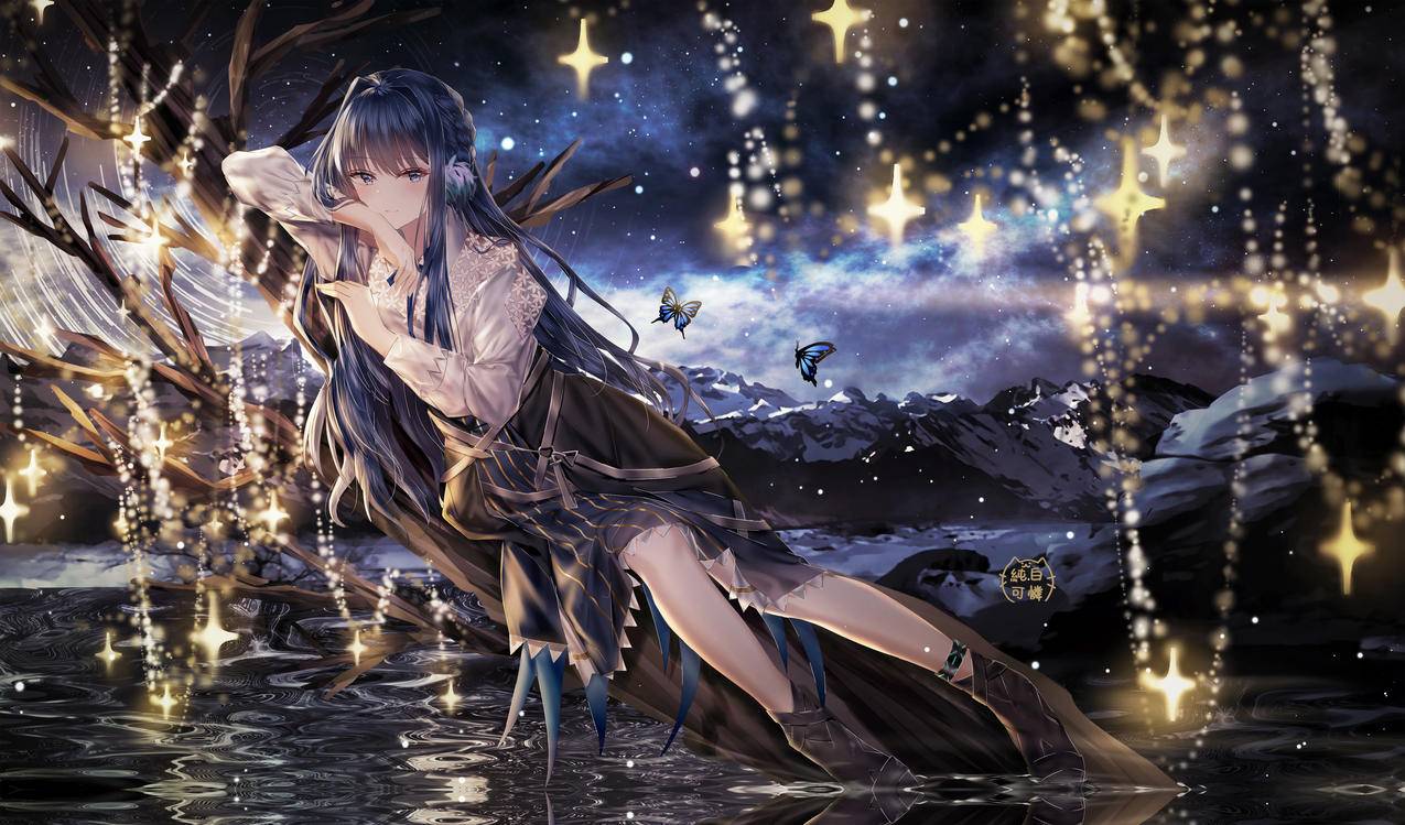 《明日方舟》星极,星空,4K动漫壁纸