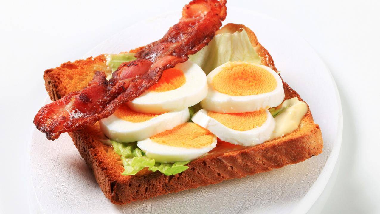 鸡蛋培根早餐食品4K壁纸