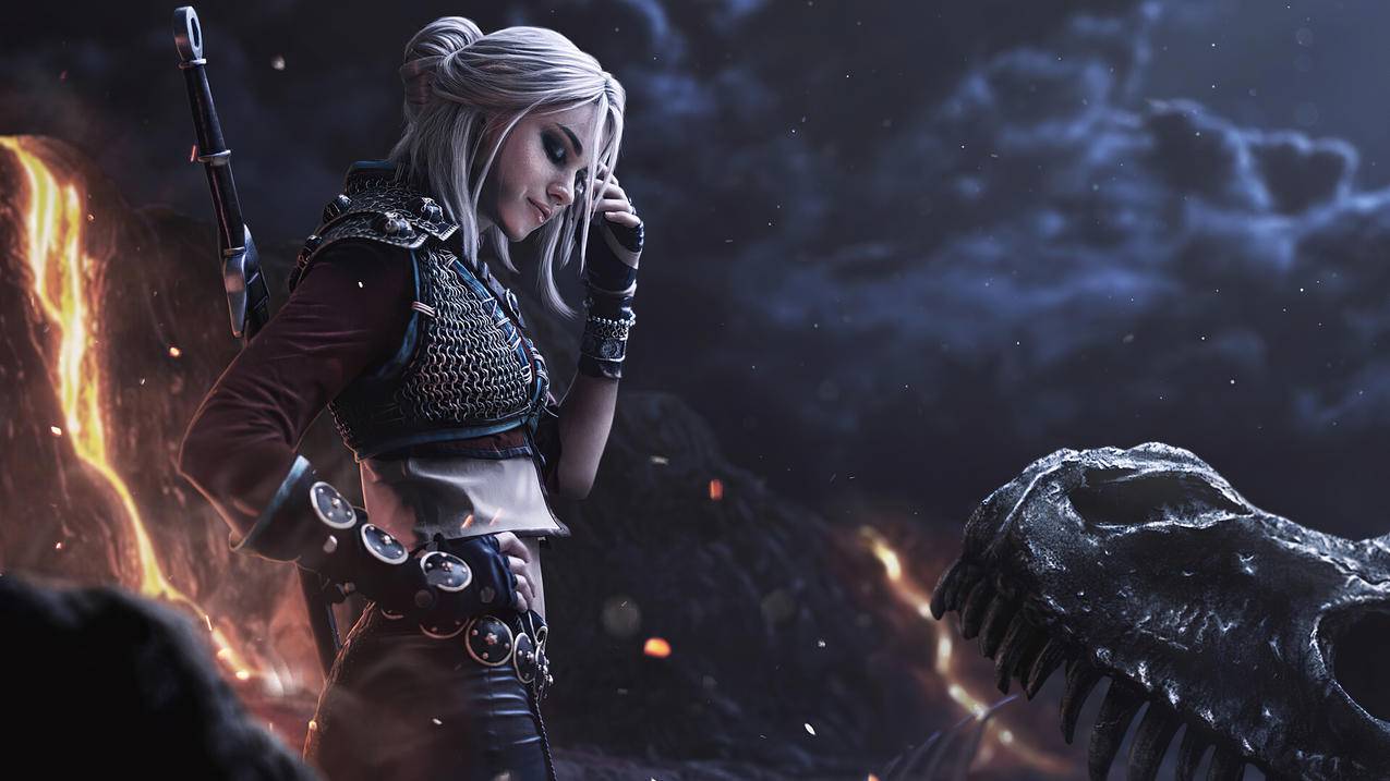 《巫师-,Witcher》白发女孩,4K高清壁纸