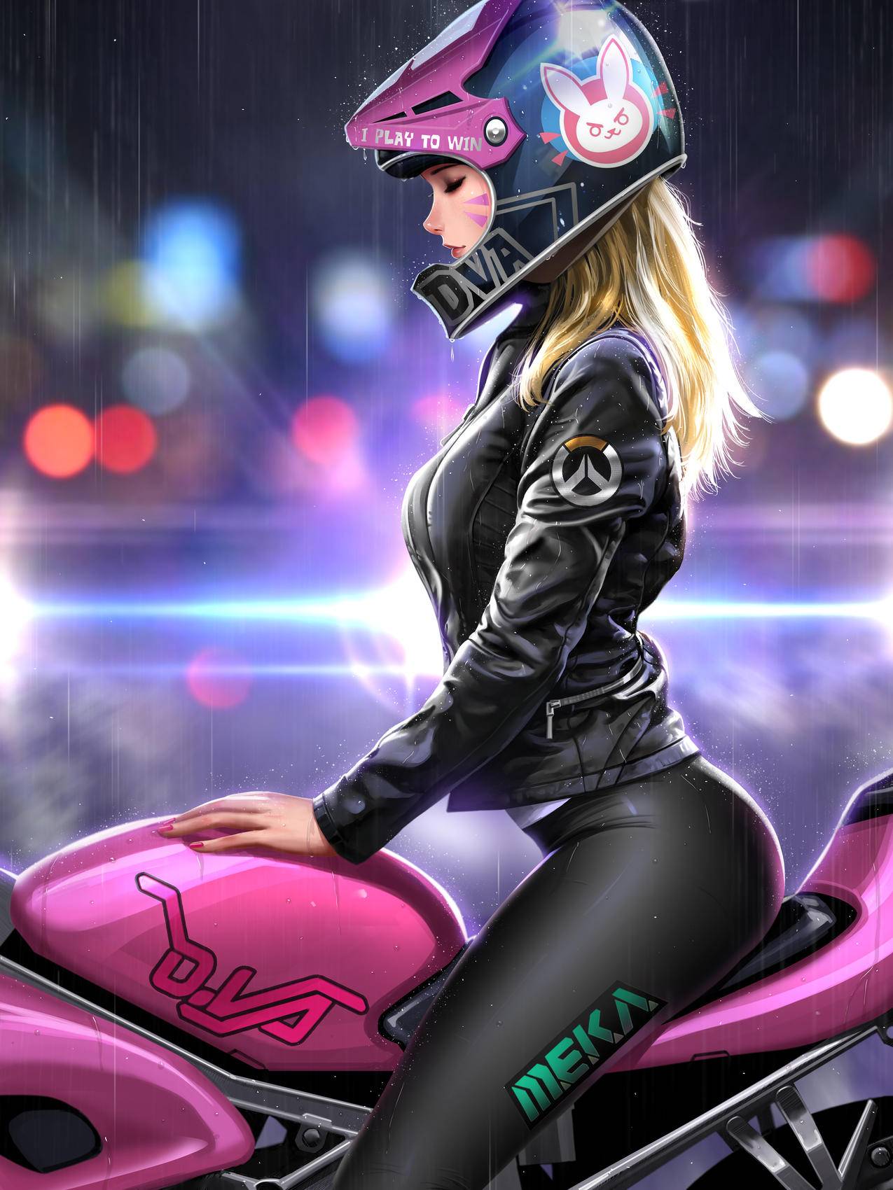 守望先锋,dva,美女摩托车,4K高清壁纸