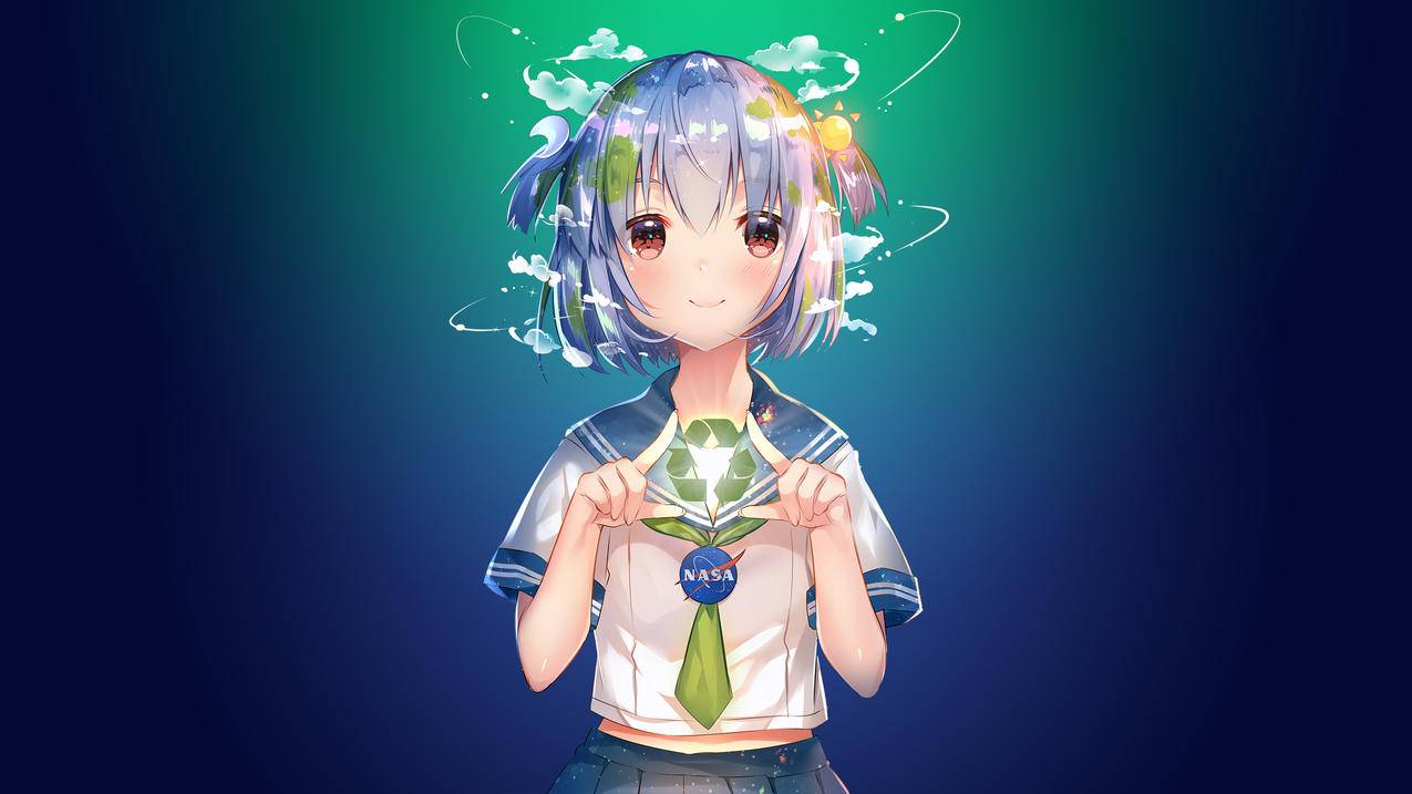 Earth-Chan,校服可爱女生,4K动漫壁纸