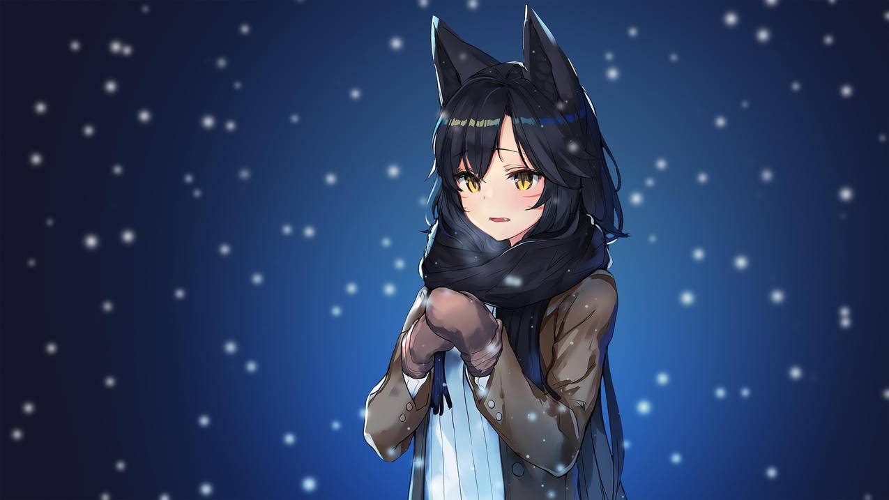 雪天的女孩,4K动漫高清壁纸