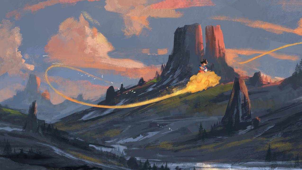 《龙珠》孙悟空,筋斗云,山,4K高清动漫壁纸