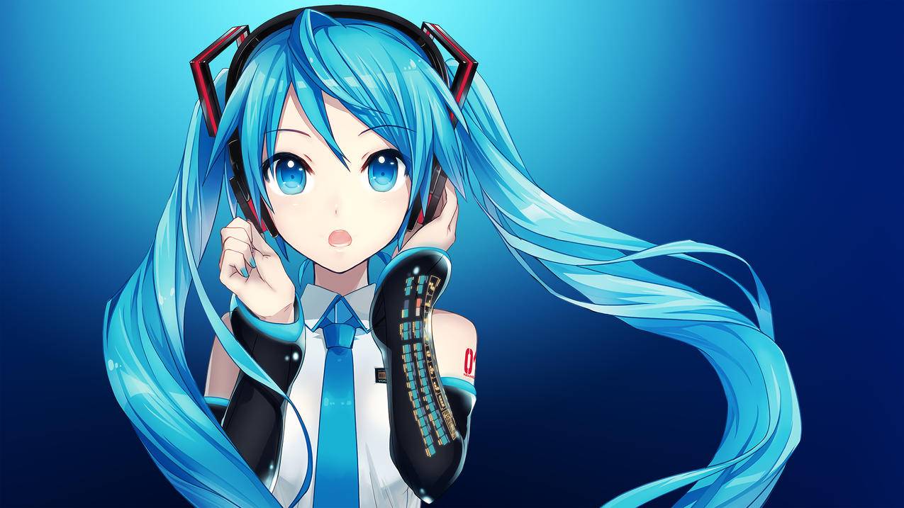 蓝色眼睛,长头发,初音未来,4k动漫高清壁纸