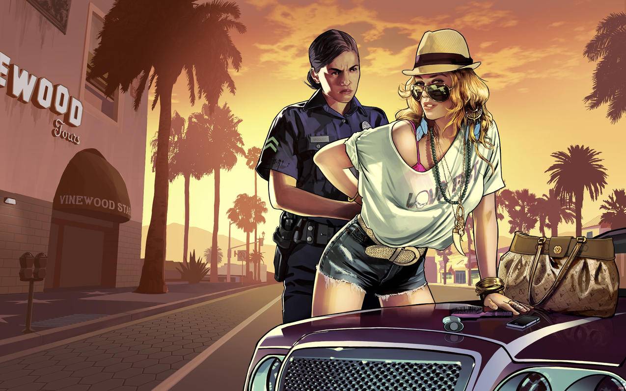 GTA5,侠盗猎车手,警察,美女,8K游戏壁纸